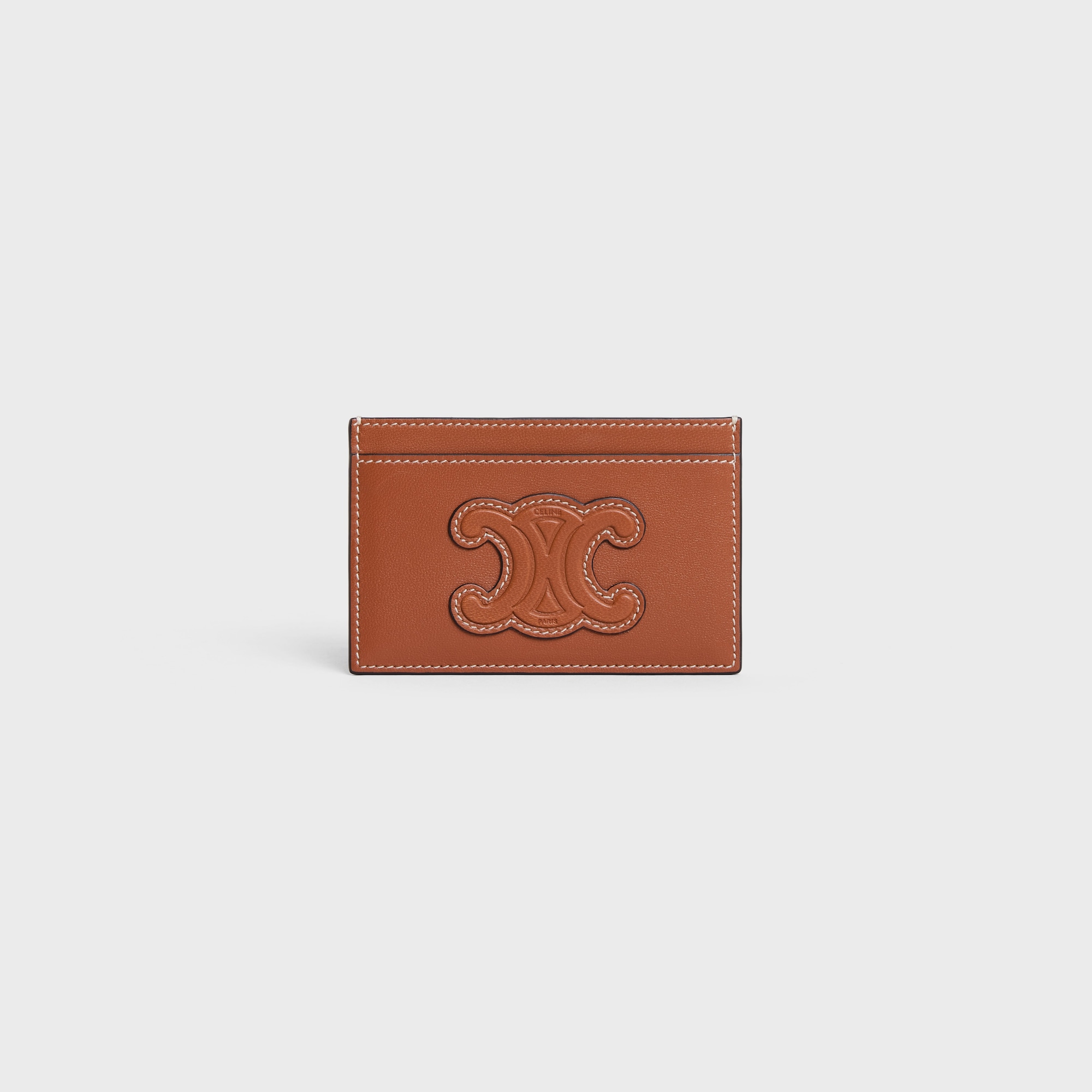 CARD HOLDER CUIR TRIOMPHE IN SHINY CALFSKIN TAN - Image 1